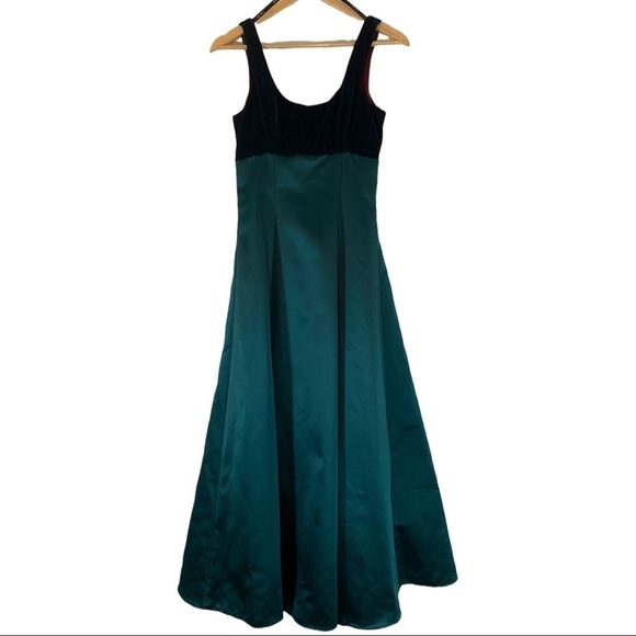 Vintage Dresses & Skirts - Vintage 1980s Regency Formal Gown Maxi Dress Size 3/4 Ombre teal and burgundy